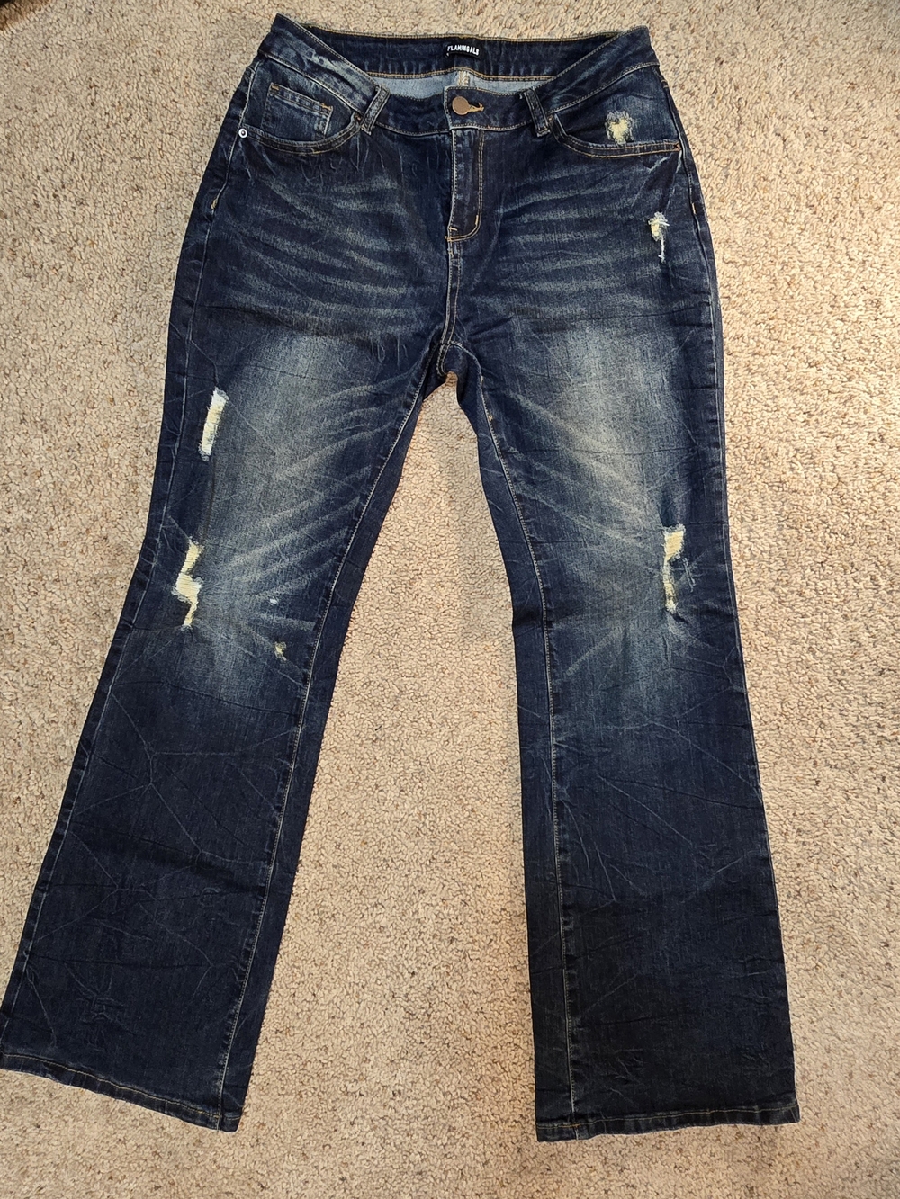 Flamingals Distressed Bootcut Jeans - (Style #260834) - Size LARGE